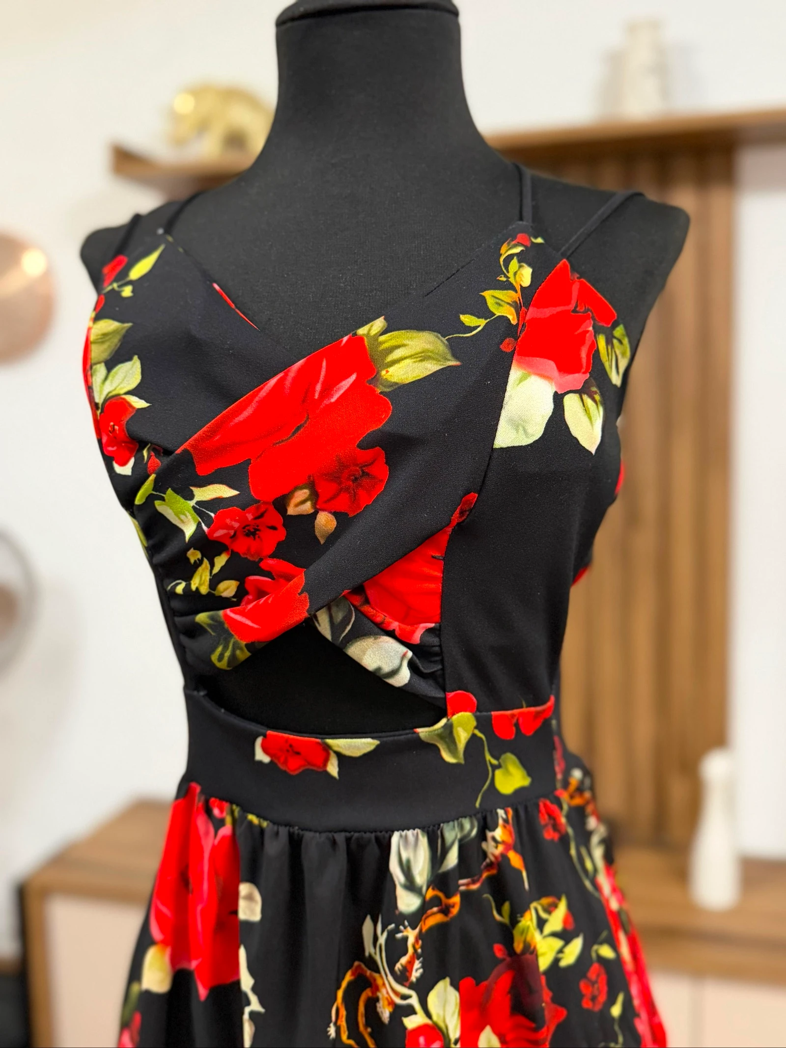 Black long dress with floral print – photo 3